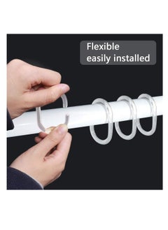 Excefore Shower Curtain Rings, Plastic Curtain C Rings Hook Hanger Bath Drape Loop Clip Glide Bathroom Shower Window Rod (24pcs Clear)  - Image 4