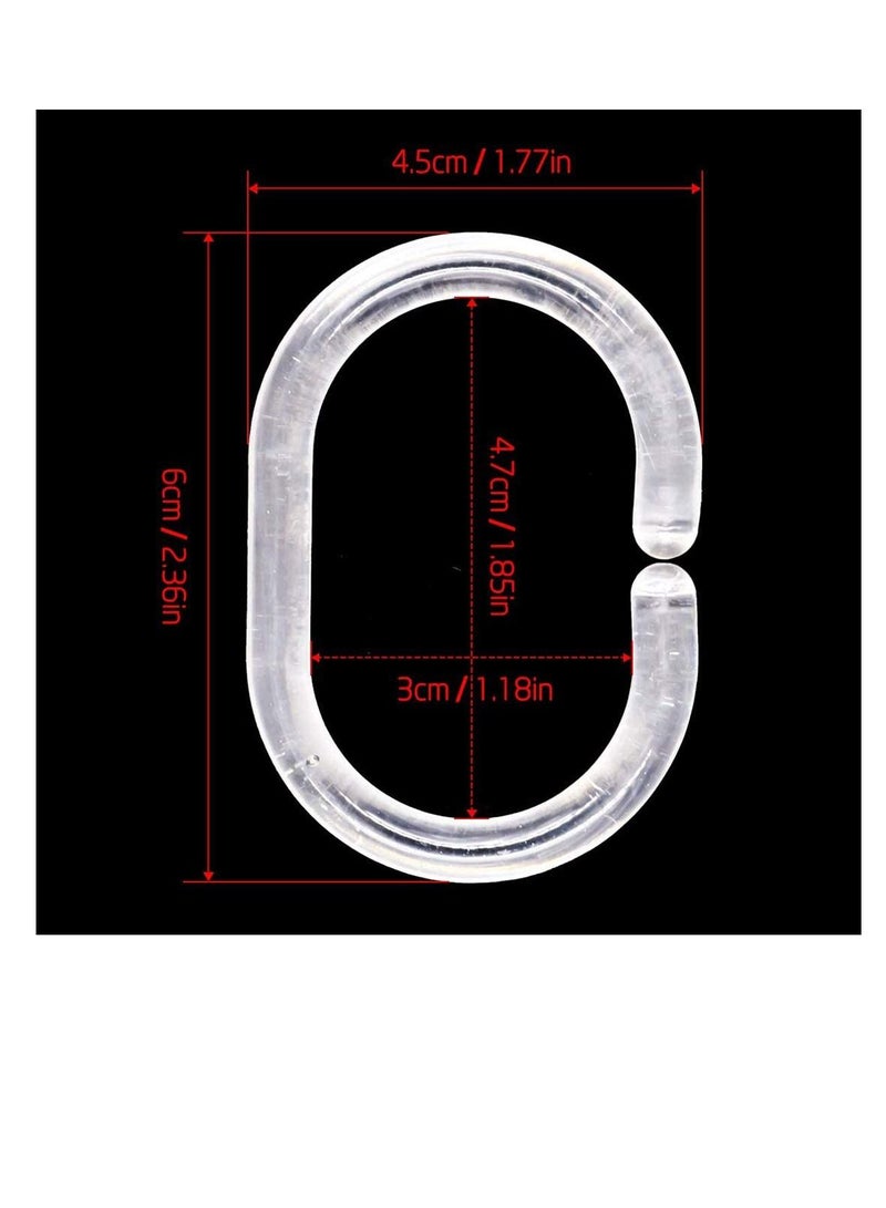 Excefore Shower Curtain Rings, Plastic Curtain C Rings Hook Hanger Bath Drape Loop Clip Glide Bathroom Shower Window Rod (24pcs Clear)  - Image 3