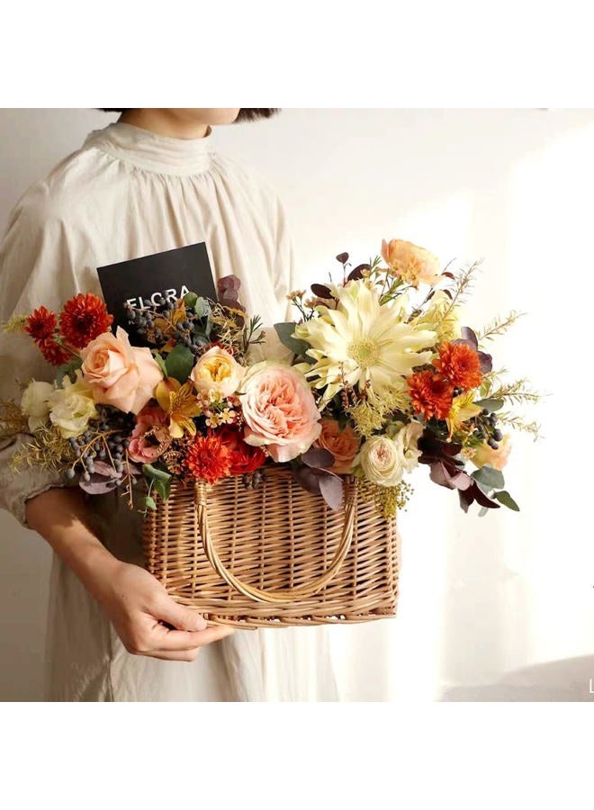 QTMY Bow Rattan Woven Bag Straw Bags Top Handle Handbags Bohemia Style Beach Bag,Beige - Image 4