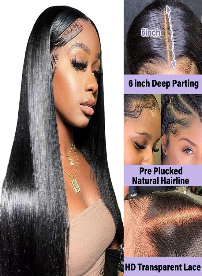 Eileen 30 Inch 13x6 Straight Lace Front Wigs Human Hair 200 Density Straight Wigs Human Hair Pre Plucked for Women Natural Black - Image 2
