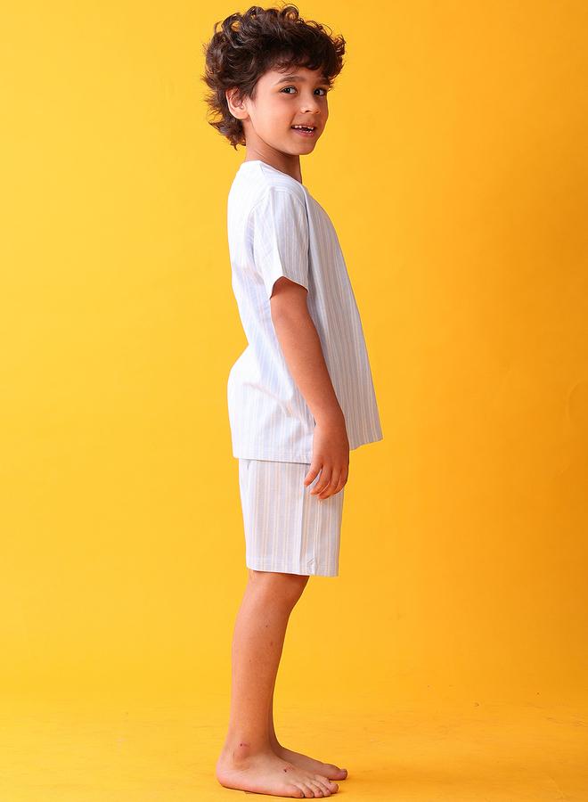 Anthrilo Kids Striped Cotton T-Shirt and Short Set - Image 3