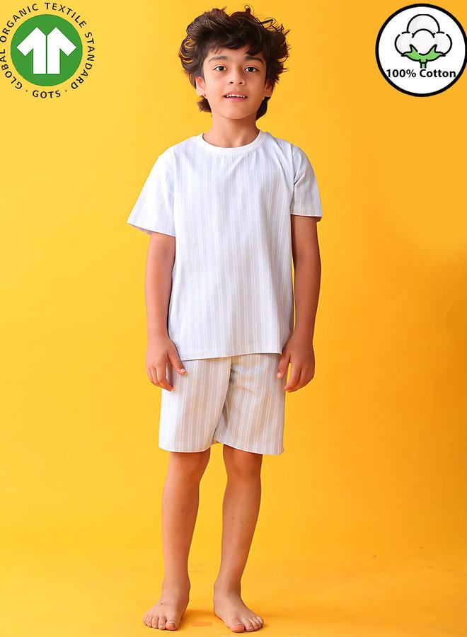 Anthrilo Kids Striped Cotton T-Shirt and Short Set - Image 1