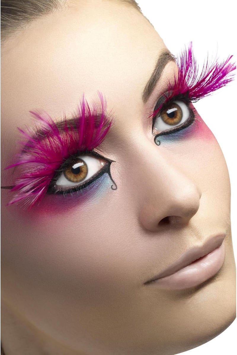 Smiffys Pink Feather Plume Eyelashes Halloween
