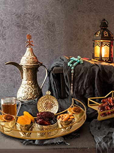 ANPHSIN 2 PCS Ramadan Serving Trays - Moon Star Shaped Eid Mubarak Dishes, Islam Muslim Al-Fitr Iftar Party Crescent Iron Platters Table Decor, Food Pastry Dessert Display Holder (Moon Star Pattern) - Image 2