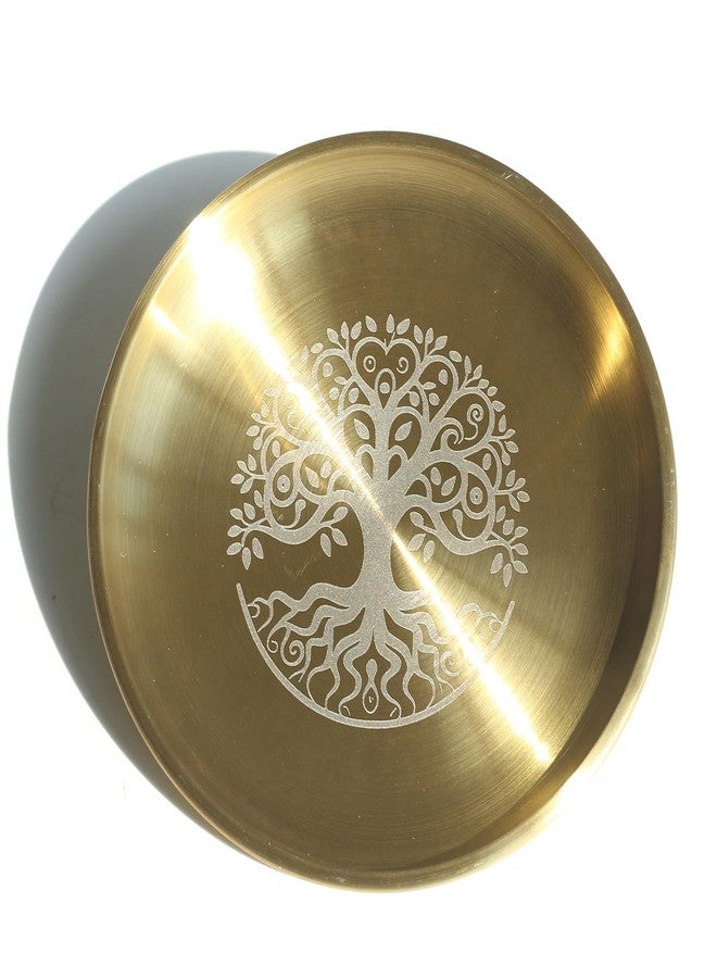 AMITOFO 5.5 Inch Golden Decorative Bowl - Life Tree Prayer Ritual Plate Great fo Altar Use, Incense Burner, Smudging Bowl, Offering Bowl, Jewelry Plate - Image 1