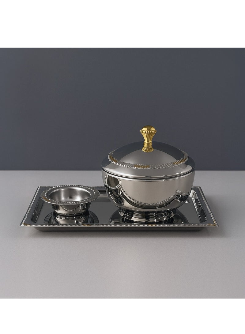 صينية تمرية صحن فصم التمر ذهبي وفضي