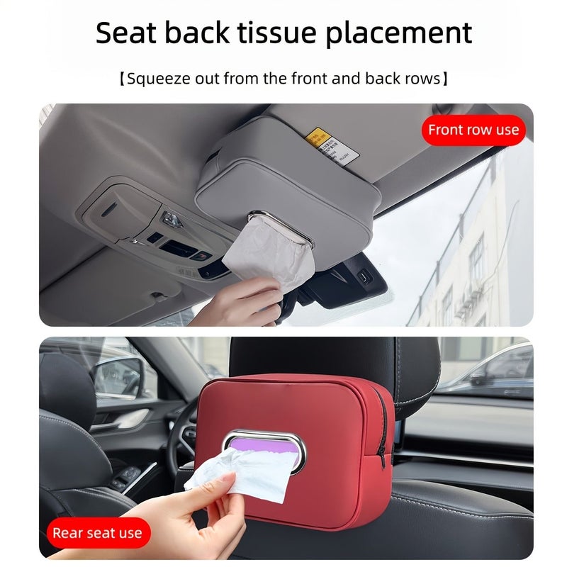 Grey Heavy Duty Large Car Tissue Box Organizer Hanging Seat Back Holder Spacious Interior Hold Multiple Tissues No Installation Required Elegant Interior Accessory Universal For Front And Rear Seats - Image 5
