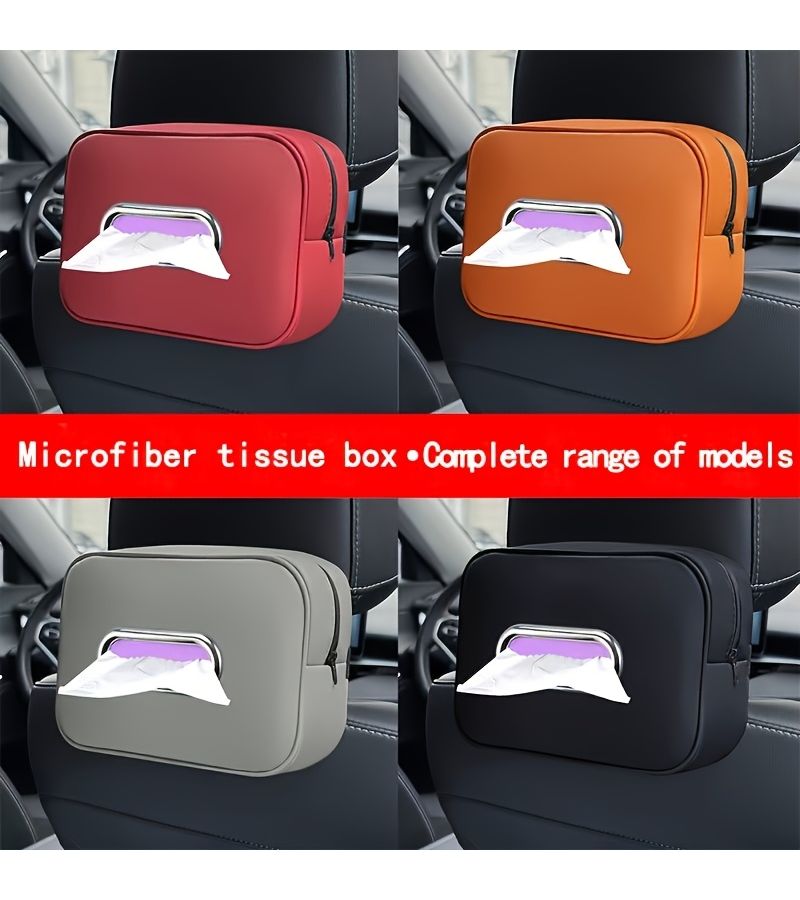 Grey Heavy Duty Large Car Tissue Box Organizer Hanging Seat Back Holder Spacious Interior Hold Multiple Tissues No Installation Required Elegant Interior Accessory Universal For Front And Rear Seats - Image 3