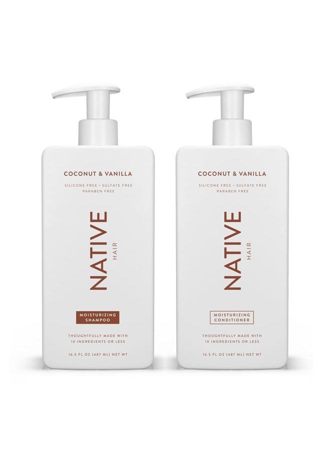 native Shampoo and Conditioner Set | Sulfate, Paraben, and Dye Free, with Naturally Derived Clean Ingredients| 16.5 oz (Coconut & Vanilla, Moisturizing), 2, 1.3 ounces  - Image 1
