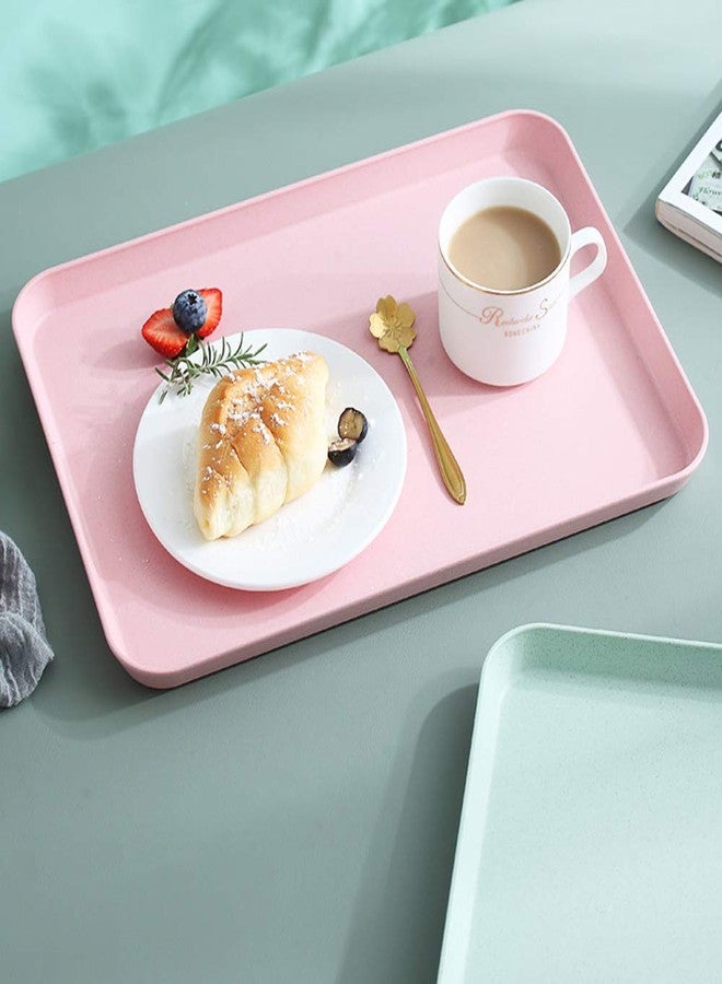 Roucerlin 2Pcs 13.7 x 9.8 in Unbreakable Serving Tray Decorative Tray, Great for Dinner Tea Bed Bar Breakfast Food (Pink) - Image 2