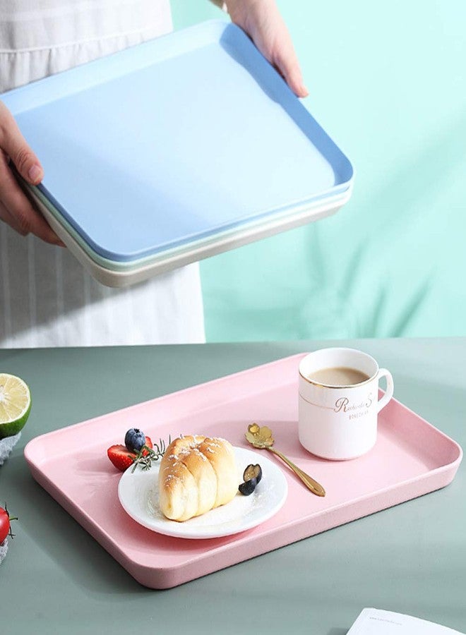 Roucerlin 2Pcs 13.7 x 9.8 in Unbreakable Serving Tray Decorative Tray, Great for Dinner Tea Bed Bar Breakfast Food (Pink) - Image 3