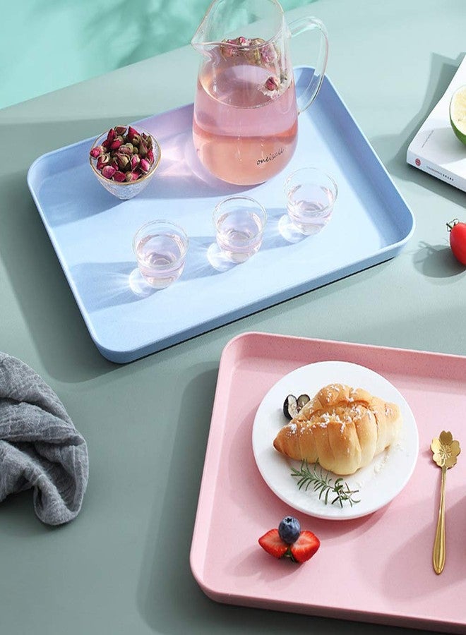 Roucerlin 2Pcs 13.7 x 9.8 in Unbreakable Serving Tray Decorative Tray, Great for Dinner Tea Bed Bar Breakfast Food (Pink) - Image 4