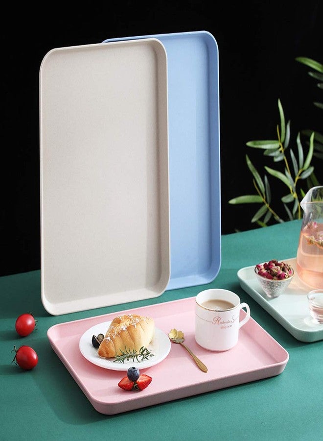 Roucerlin 2Pcs 13.7 x 9.8 in Unbreakable Serving Tray Decorative Tray, Great for Dinner Tea Bed Bar Breakfast Food (Pink) - Image 5
