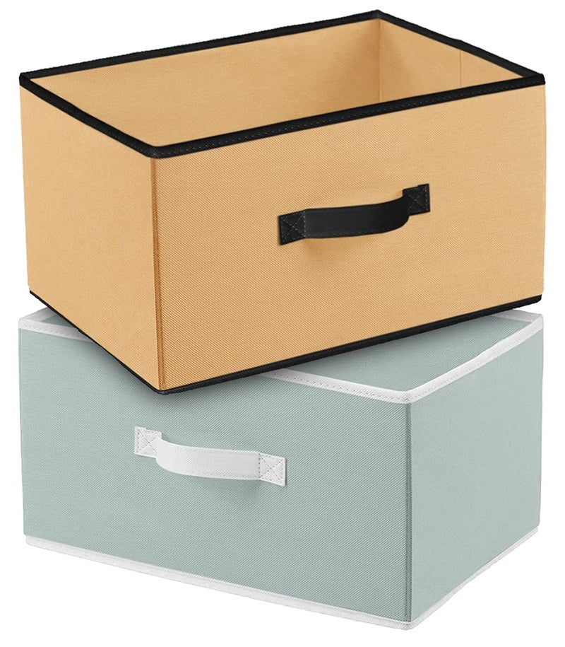 Kuber Industries Kuber Industries Multipurposes Rectangular Flodable Storage Box Drawer Storage and Cloth Organizer Pack of 2 Grey BrownHS40KUBMART23924  - Image 1