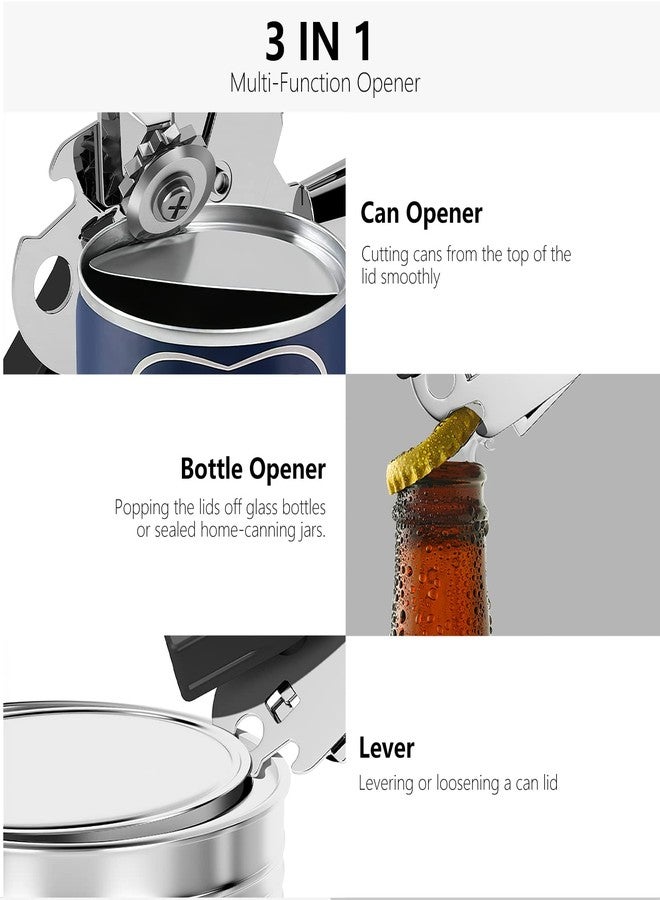 OUTWAY Can Opener,Professional 3-In-1 Multifunctional Manual Can Openers Bottle Opener,Kitchen Durable Stainless Steel Heavy Duty Can Opener Smooth Edge for Kitchen Seniors Friendly - Image 4