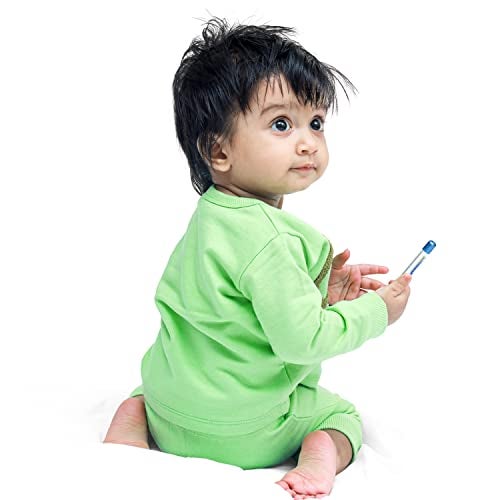 ARIEL Cotton Fleece Clothing Sets For Boys & Girls - Unisex Winter Clothing Sets Full Sleeve Printed T-Shirt & Pant, Green - Image 4
