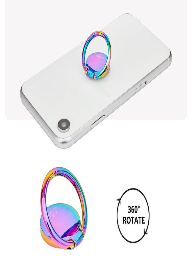 lenoup Rainbow Cell Phone Ring Stand Holder,Blue Multicolor Ring Grip Kickstand,360 Rotation Metal Finger Ring for Almost All Phones,Pad - Image 5