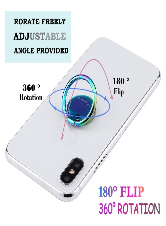 lenoup Rainbow Cell Phone Ring Stand Holder,Blue Multicolor Ring Grip Kickstand,360 Rotation Metal Finger Ring for Almost All Phones,Pad - Image 3