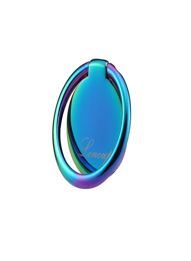 lenoup Rainbow Cell Phone Ring Stand Holder,Blue Multicolor Ring Grip Kickstand,360 Rotation Metal Finger Ring for Almost All Phones,Pad - Image 1