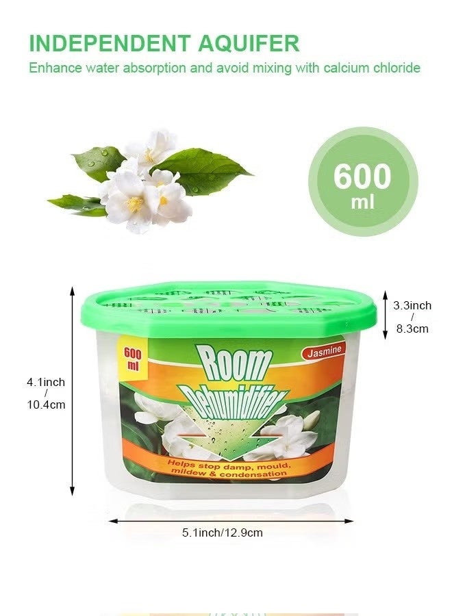 هومار كيت عبوة من 6 صناديق امتصاص الرطوبة، مقاومة للعفن، مزيلة للروائح الكريهة، صناديق مزيلة للرطوبة منزلية، خالية من العطور، لامتصاص الرطوبة للحمام، الخزانة، خزانة الملابس، المطبخ، 600 مل (برائحة الياسمين) - Image 2