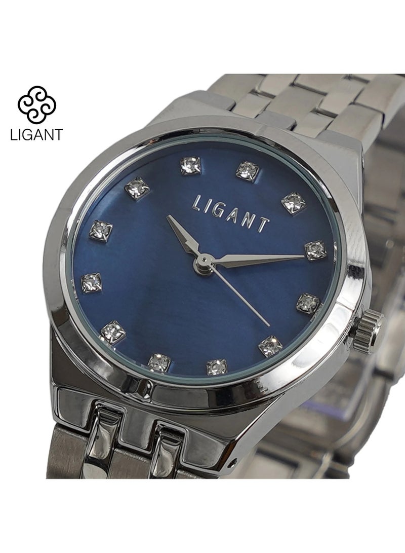 LIGANT Luxury Women's Stainless Steel Watch in Silver - Elegant Modern Design - Rust Resistant Metallic Wristwatch for Events & Daily Wear - Image 2