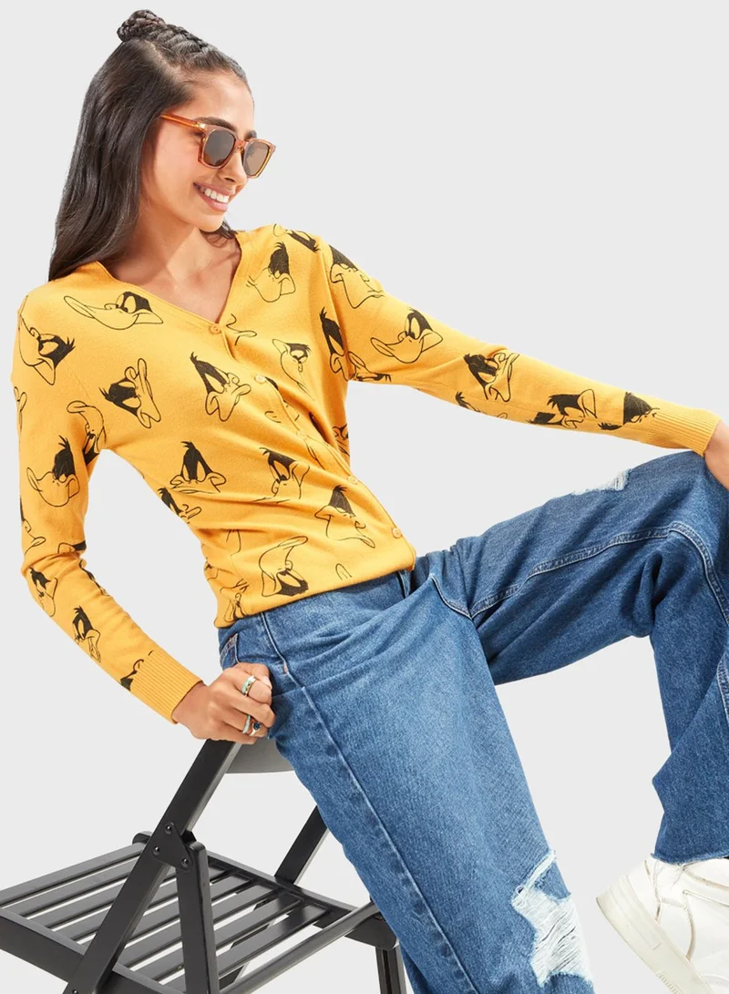 SP Characters Daffy Duck Printed Cardigan