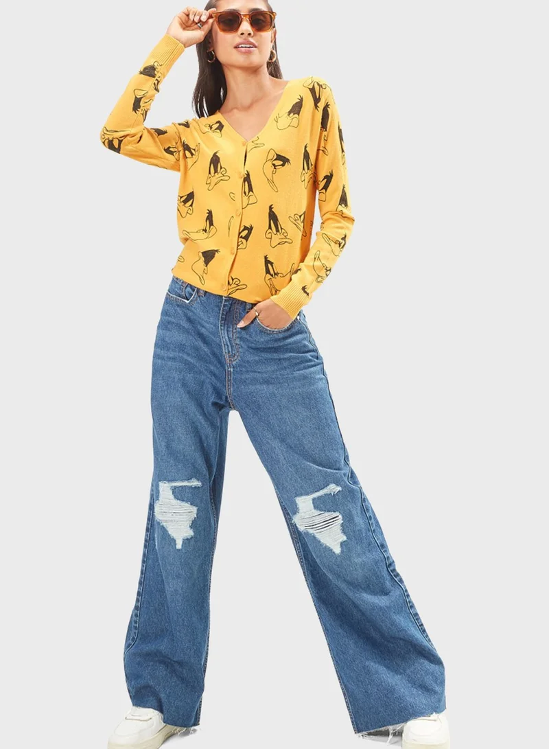 SP Characters Daffy Duck Printed Cardigan