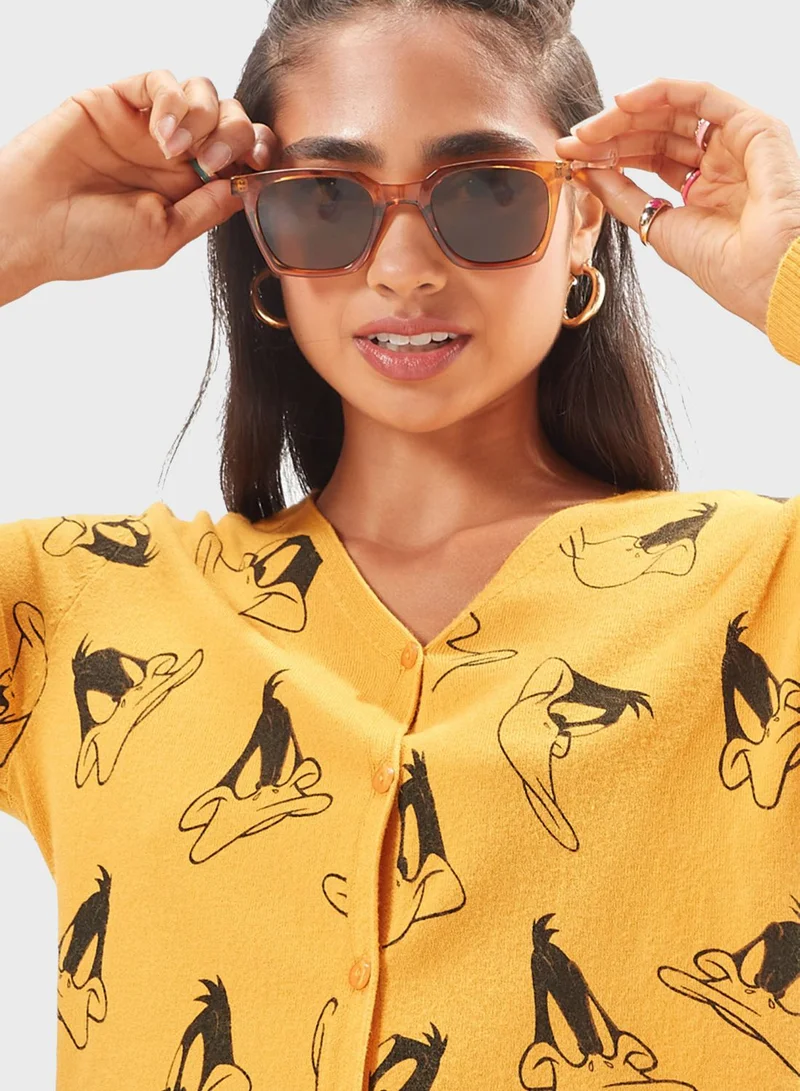 SP Characters Daffy Duck Printed Cardigan