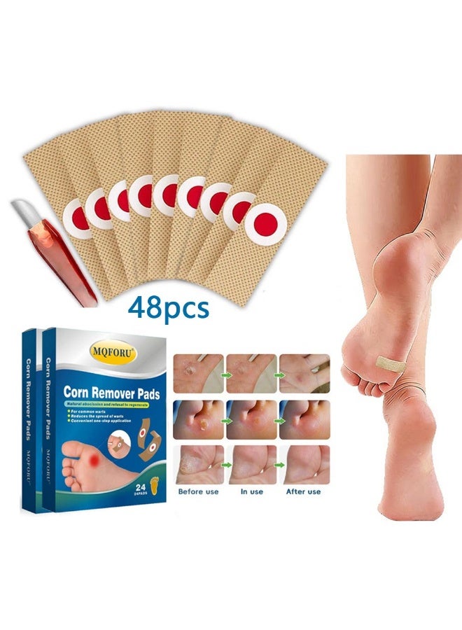 MQFORU 48 Pcs Foot Corn Removal Plaster, Corn Callus Treatment for Feet, Foot Care Cushions fir Relief Pain From Calluses Corns Blisters - Image 1
