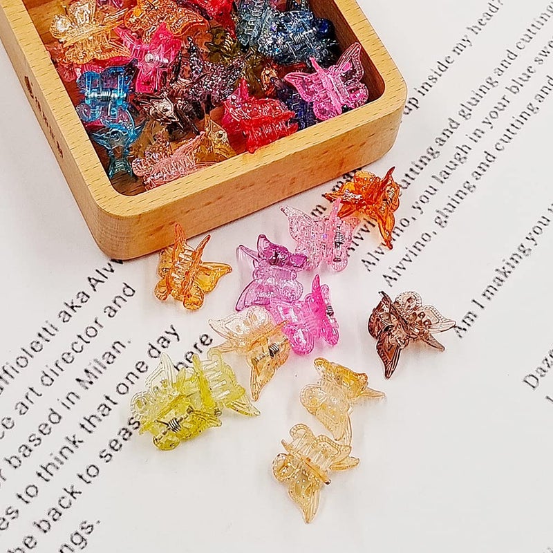 XIEHE 50 Packs Assorted Color Butterfly Hair Clips, Beautiful Mini Butterfly Hair Clips Hair Accessories for Women and Girls (Glitter Color) - Image 4