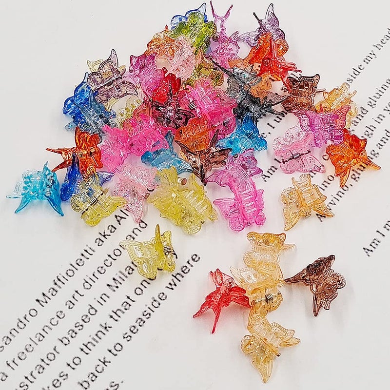 XIEHE 50 Packs Assorted Color Butterfly Hair Clips, Beautiful Mini Butterfly Hair Clips Hair Accessories for Women and Girls (Glitter Color) - Image 3