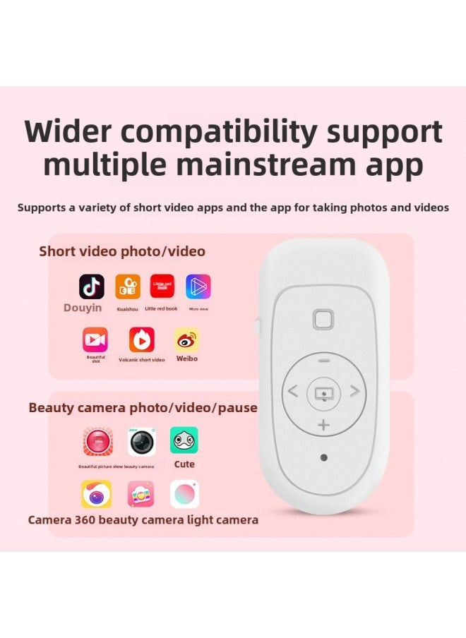 TikTok Bluetooth Remote Control Mini Thin Wireless Photo Page Flip Praise Video Multifunctional Mobile Phone Remote Control-Color:White + Pearlescent Bag + Instructions