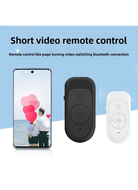 TikTok Bluetooth Remote Control Mini Thin Wireless Photo Page Flip Praise Video Multifunctional Mobile Phone Remote Control-Color:White + Pearlescent Bag + Instructions