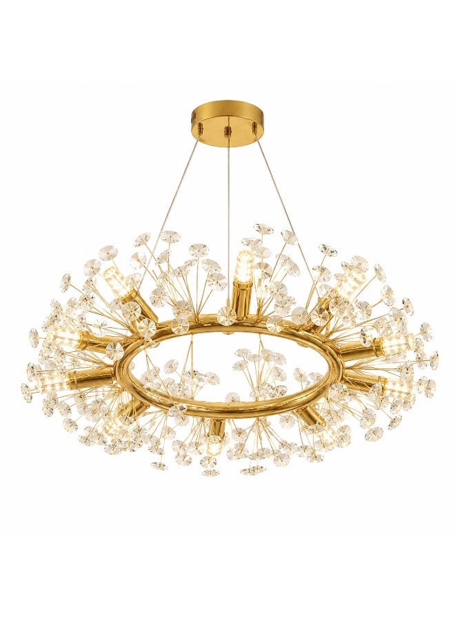 80cm Round Modern LED Crystal Gold Bouquet Chandelier with 3 Lighting Colors: White, Warm, and Cool, for Reception and Living Room - Image 2