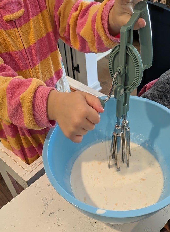 TIYOORTA Manual Rotary Egg Beater | Double Head Whisk | Hand Crank Whipper for Eggs, Cream and Batter - Image 3