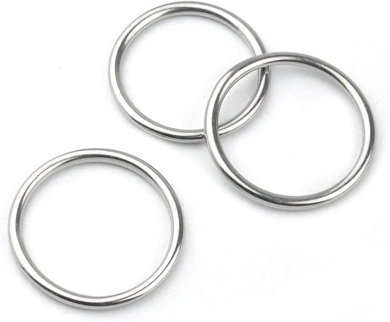 Hamineler 30 PCS Welded Stainless Steel O-Ring Welded Round Rings for Camping Belt, Dog Leashes, Luggage Accessories (3mm×30mm ID) - Image 3