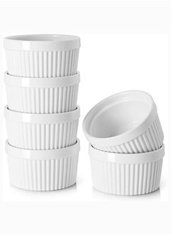 Mash 6 Pieces Ceramic Ramekins 6Oz White Souffle Oven Safe Stoneware Bakeware Porcelain Ramekin Set Serving For Sauces Dipping Onion Soup Lava Cake Flan Creme Brulee Pudding Mini Custard Dishes Pack Of Six  - Image 1