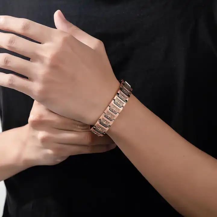 EDMIRIA Copper Magnetic Bracelet Elegant 99.99% Solid Copper Bracelets with Double-Row Strong Magnets with 3500 Gauss Magnets, Bracelets Jewelry Gift - Image 2