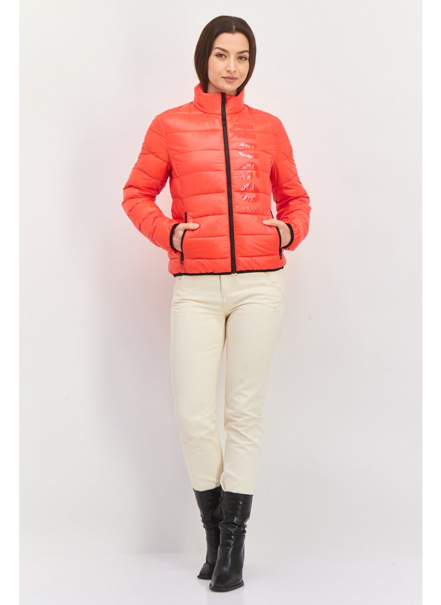 HUGO BOSS Women Quilted Puffer Jacket, Red  - Image 3