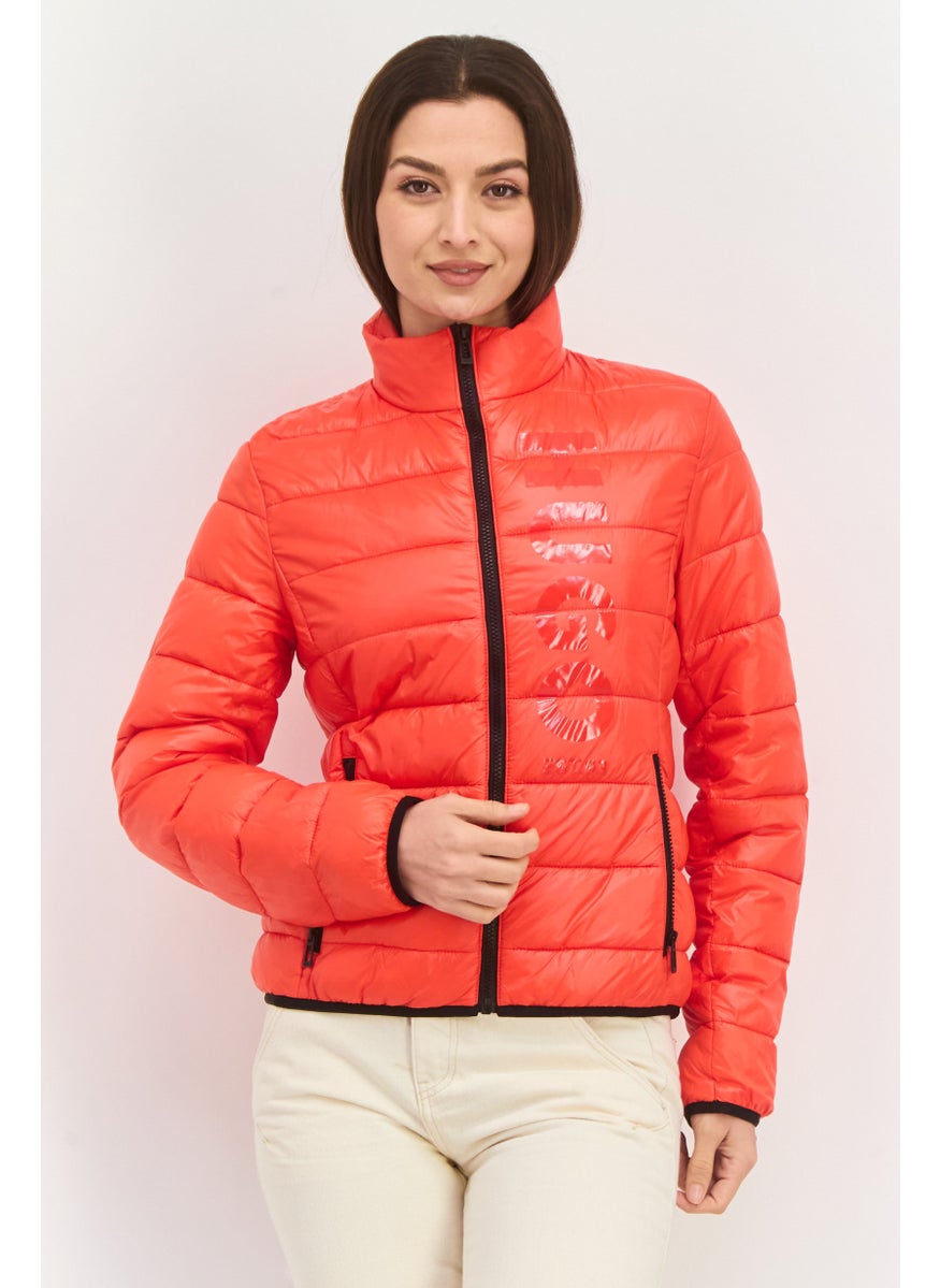 HUGO BOSS Women Quilted Puffer Jacket, Red  - Image 1