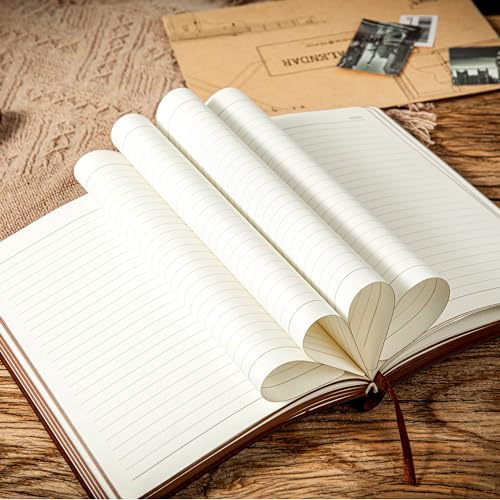 CAGIE 2 Pack Leather Vintage Journal for Men Soft Cover Lined Pages Notebook 180 Lay Flat for Writing Travel Diary, 5.7'' x 8.3'', Black - Image 5