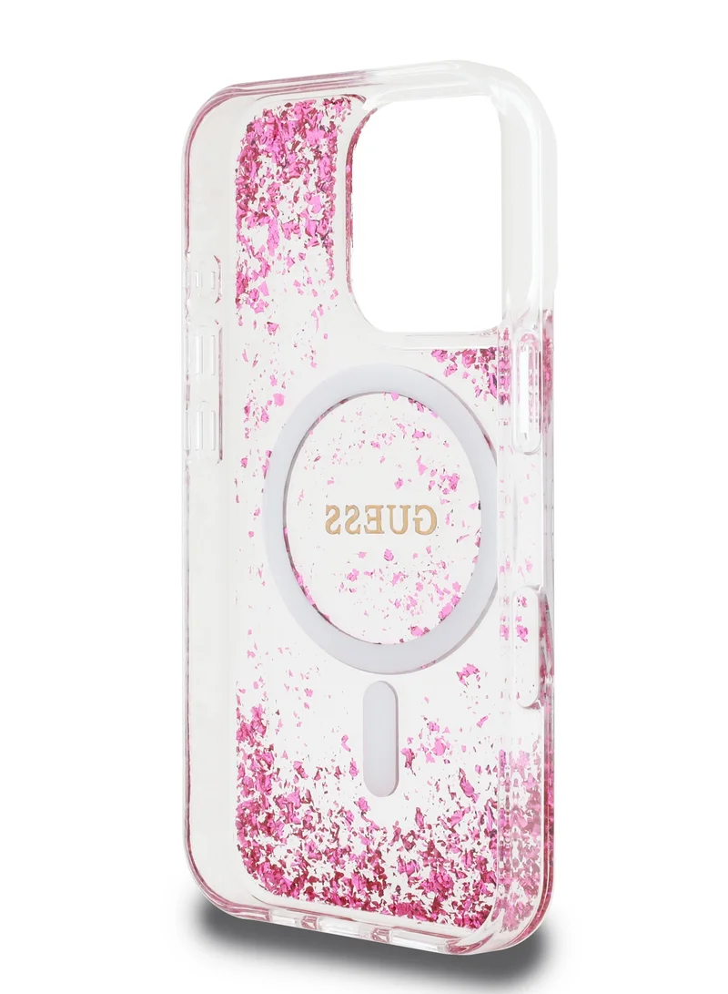 GUESS iPhone 16 Pro Magsafe case IML Hard Cover with Marble Design / Drop protection / Slim Profile / Comfortable Grip-Fuschia