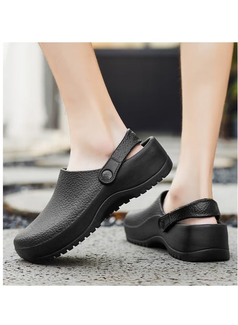 Surgical Shoes, Closed Sole Breathable Shoes for Men and Women, Protective Shoes with Vents for Doctors, Nurses, and Laboratory Workers, Non-Slip Sandals (Black).  - Image 4