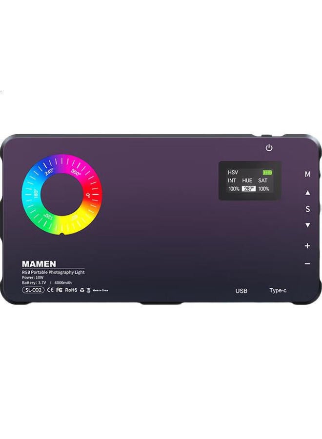 Mamen Fill Light Sl-C02, Full-Color Rgb Dual-Temperature Portable Handheld Light, Camera Phone Photography Video Pocket Reverse Charging Atmosphere Soft Light - Image 2