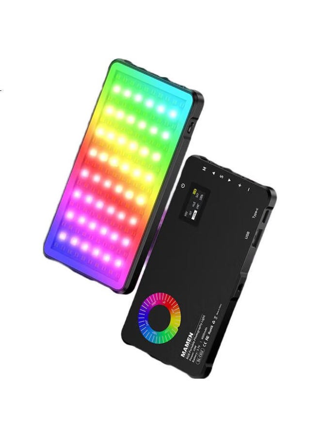 Mamen Fill Light Sl-C02, Full-Color Rgb Dual-Temperature Portable Handheld Light, Camera Phone Photography Video Pocket Reverse Charging Atmosphere Soft Light - Image 3
