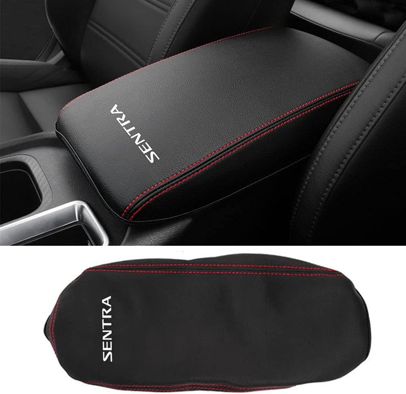 LEXLEY Armrest Box Cover for Nissan Sentra 2020-2024 - Waterproof Anti-Scratch Leather Protector with Red Stitches - Image 1