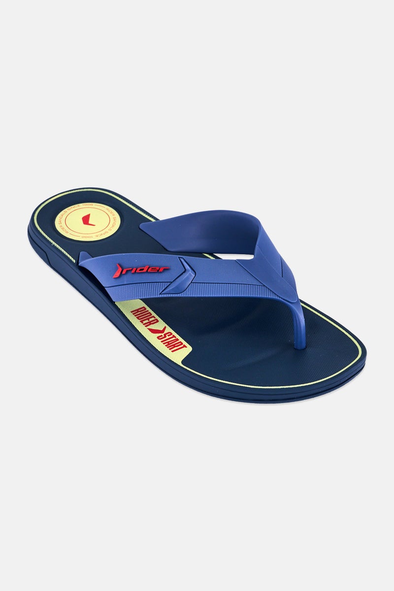 RIDER Men Brand Logo Slip On Slippers, Slate Blue - Image 1