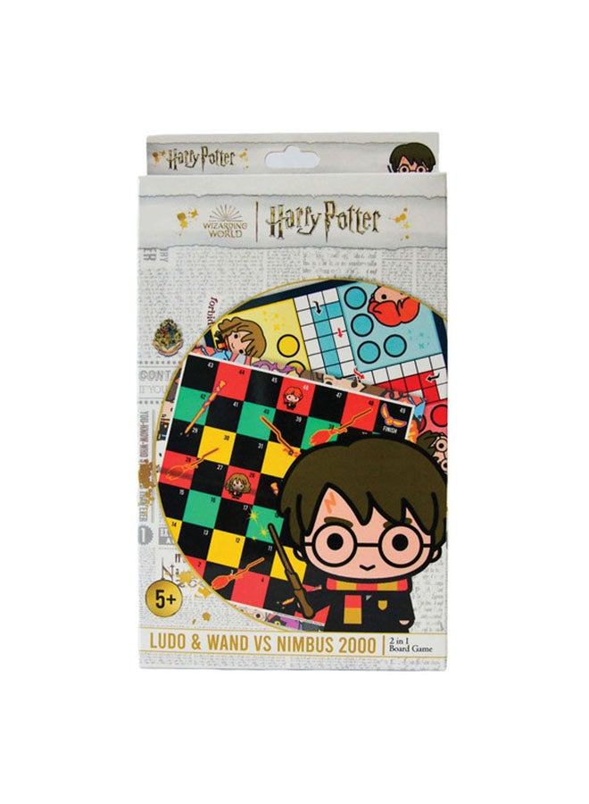 Warner Bros Harry Potter 2 in 1 boardgame Ludo and  Wand VS Nimbus-2000 Ages 5 Years and above  - Image 1