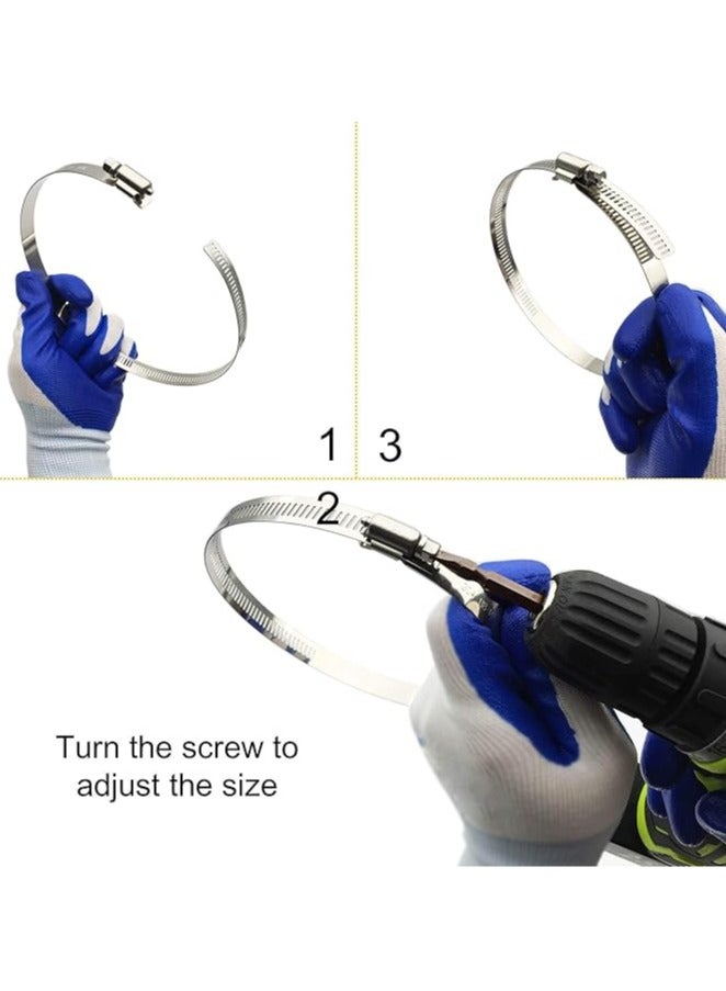 Generic 4 Pieces Adjustable 304 Stainless Steel Pipe Clamps Hose Clamps (10 Inch) - Image 5