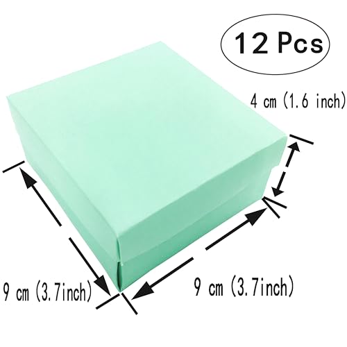 AWESON PARTY Small Square Turquoise Candy Box Blue Wedding Favors Teal Gift Boxes with Lids and Silk Ribbon for Wedding Baby Bridal Showers Birthday Party Supply, 12pc (Aqua Blue) - Image 2